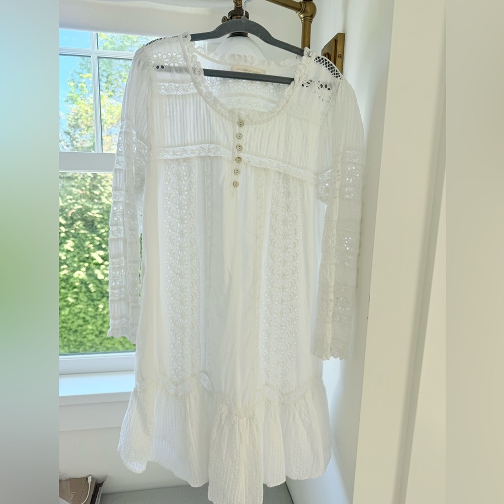 LoveShackFancy Summer White Lace Mini Dress XS worn once EXCELLENT CONDITION